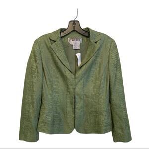 Carlisle Green Texture Waist length Blazer Jacket Size 4